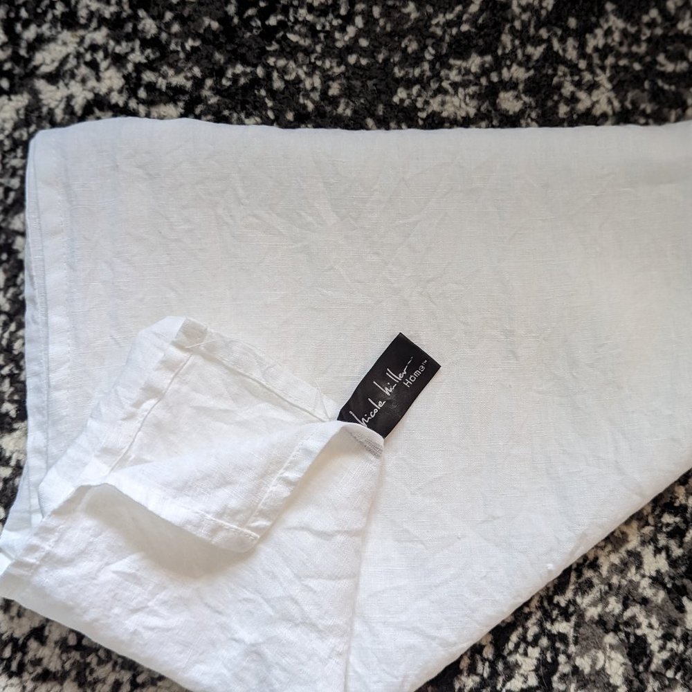 White Linen Table Runner Nicole Miller Home